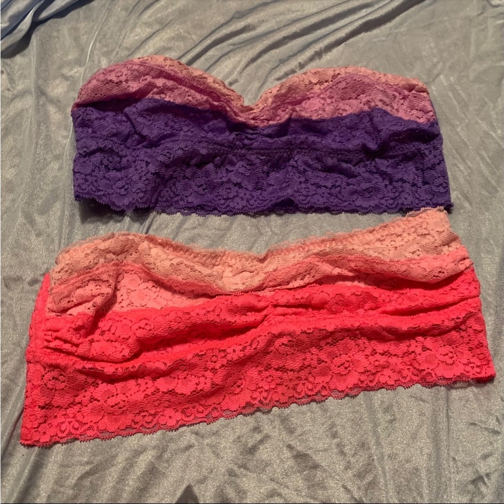 Lot/Bundle Women’s Pink Victoria’s Secret Size Medium Floral Lace Bandeau